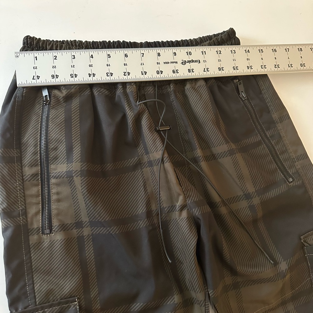 Represent Clo Black Plaid Cargo Streetwear Adjustable Bungee Waist Mens Jogger M - Picture 11 of 15